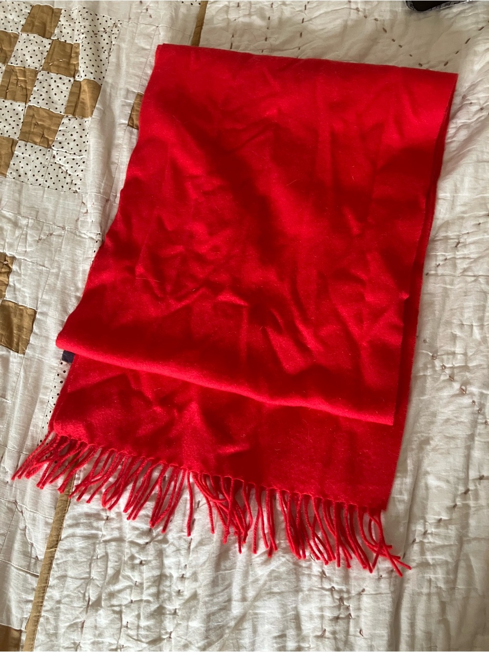 Uniqlo Bright Red cashmere Fringe Scarf